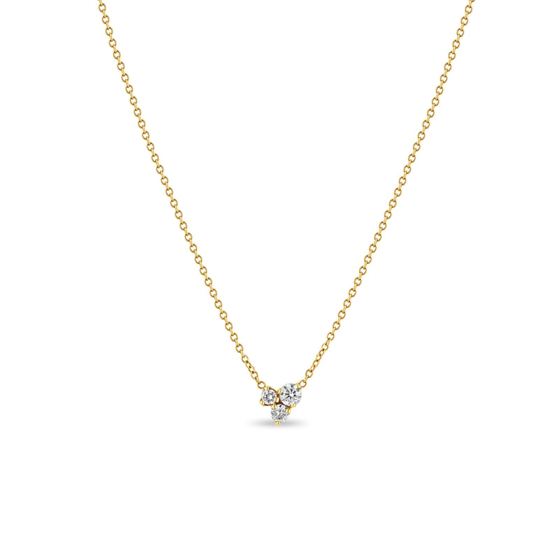 3 Mixed Prong Set Diamond Necklace in Yellow Gold – Serafina 3 Mixed Prong Set Diamond Necklace in Yellow Gold – Serafina
