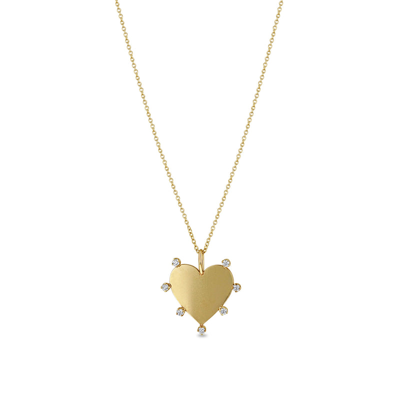 JEWELRY 7 Diamond Heart Necklace in Yellow Gold Zoe Chicco