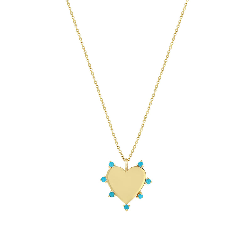 JEWELRY 7 Turquoise Heart Necklace in Yellow Gold Zoe Chicco