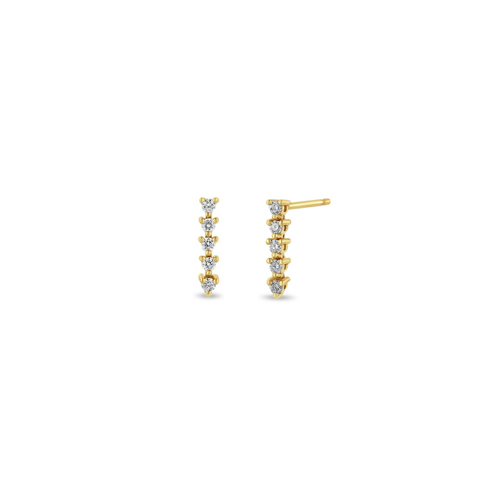 Earrings Zoe Chicco 5 Diamond Drop Tennis Earrings in Yellow Gold Zoe Chicco