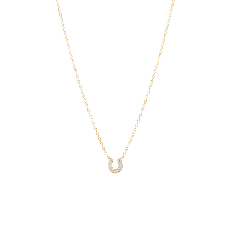 JEWELRY Itty Bitty Diamond Horseshoe Necklace in Yellow Gold Zoe Chicco
