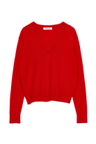 SWEATERS Cashmere V-Neck Pullover in Red Organic by John Patrick