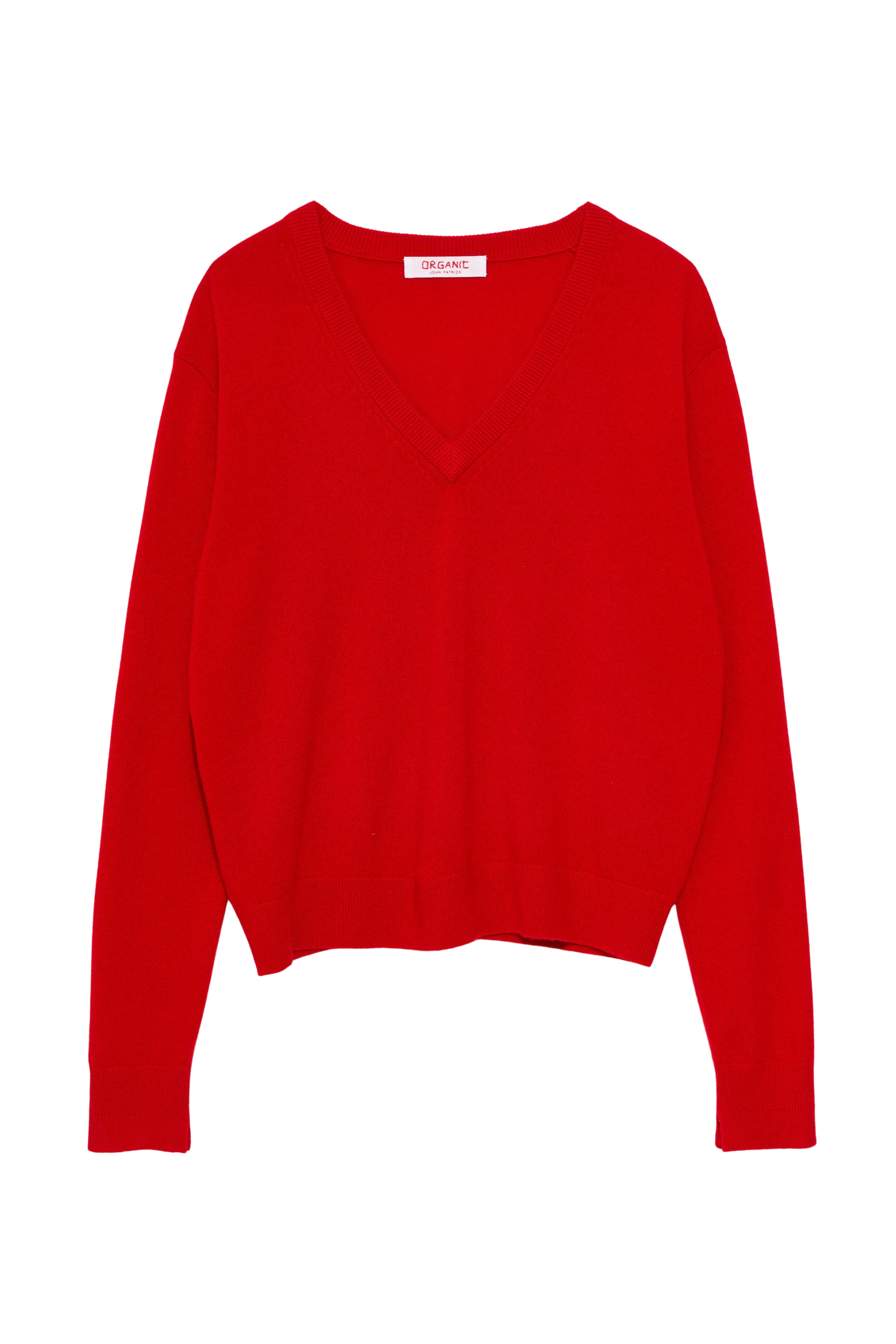 SWEATERS Cashmere V-Neck Pullover in Red Organic by John Patrick