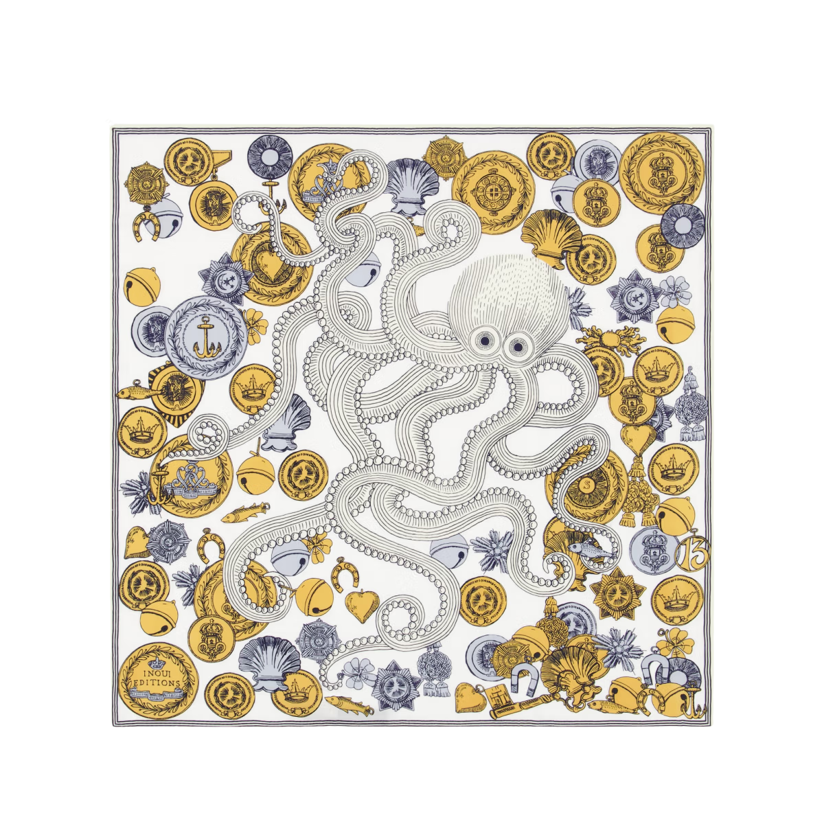 ACCESSORIES Octopus Square Scarf in White Inoui Editions
