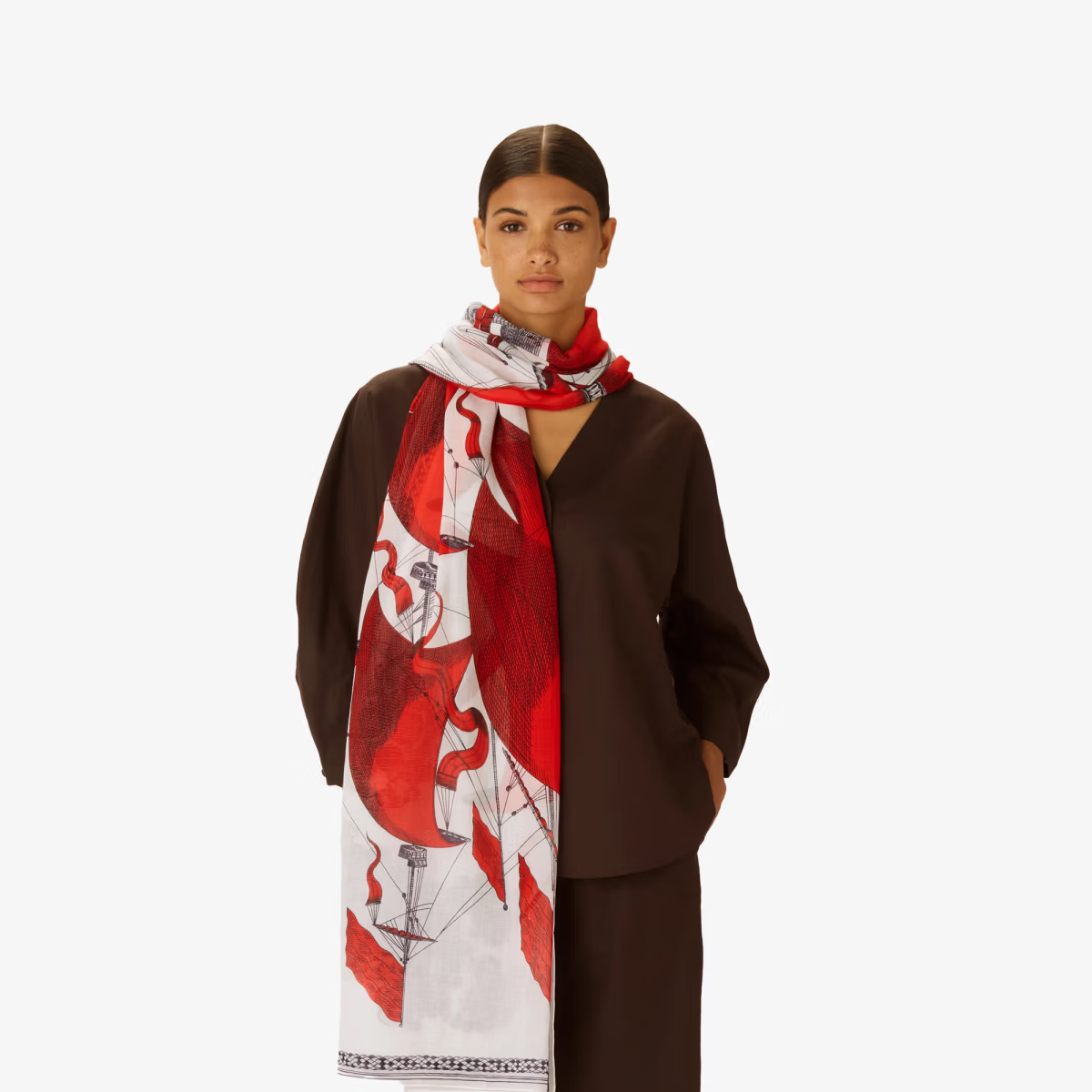 ACCESSORIES Des Rives Et Des Rives Scarf in Red Inoui Editions