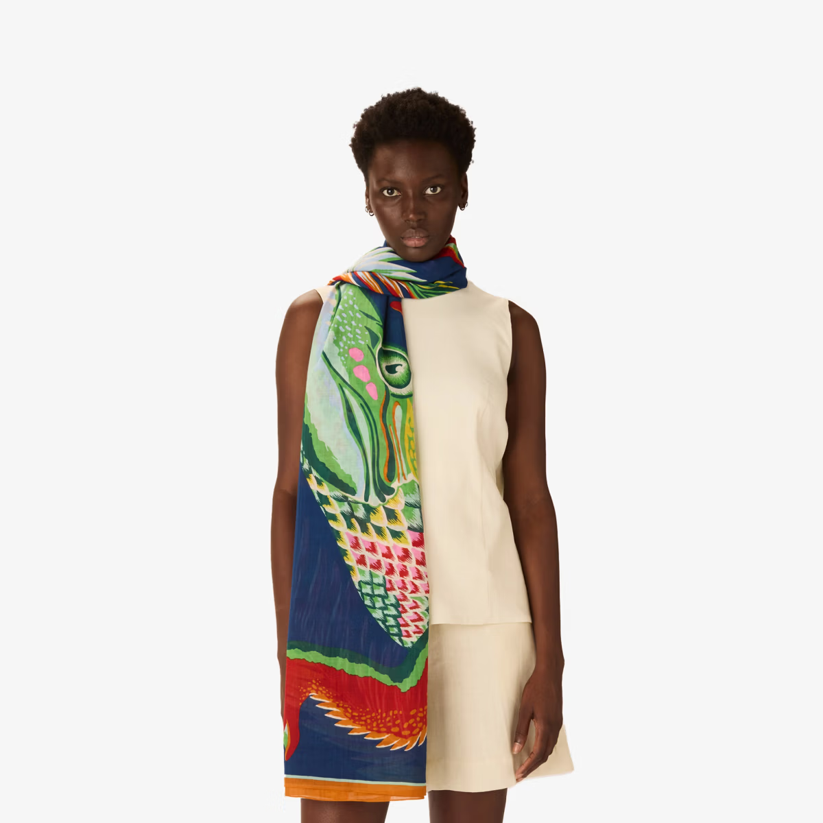ACCESSORIES Croco Scarf in Duck Blue Inoui Editions