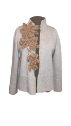 SWEATERS Cotton Floral Cardigan in Pearl Psophia