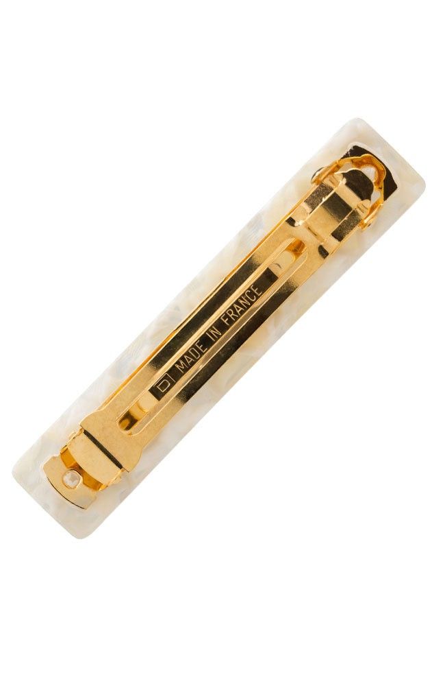 ACCESSORIES Classic Rectangle Barrette in Pavlova White The Finest Accessories