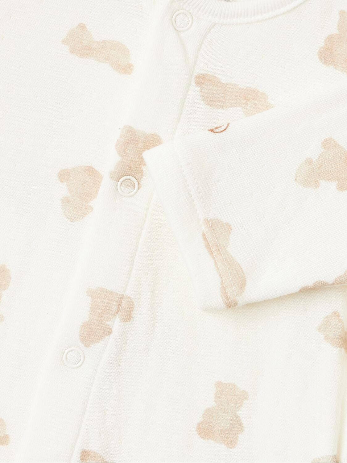 CHILDREN'S APPAREL Baby Teddy Bear Front Snap Footie in White Petit Bateau