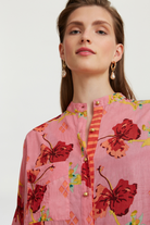 LINGERIE/PJ/SWIM Long Open Kurta Robe in Pink Ibisco Lisa Corti