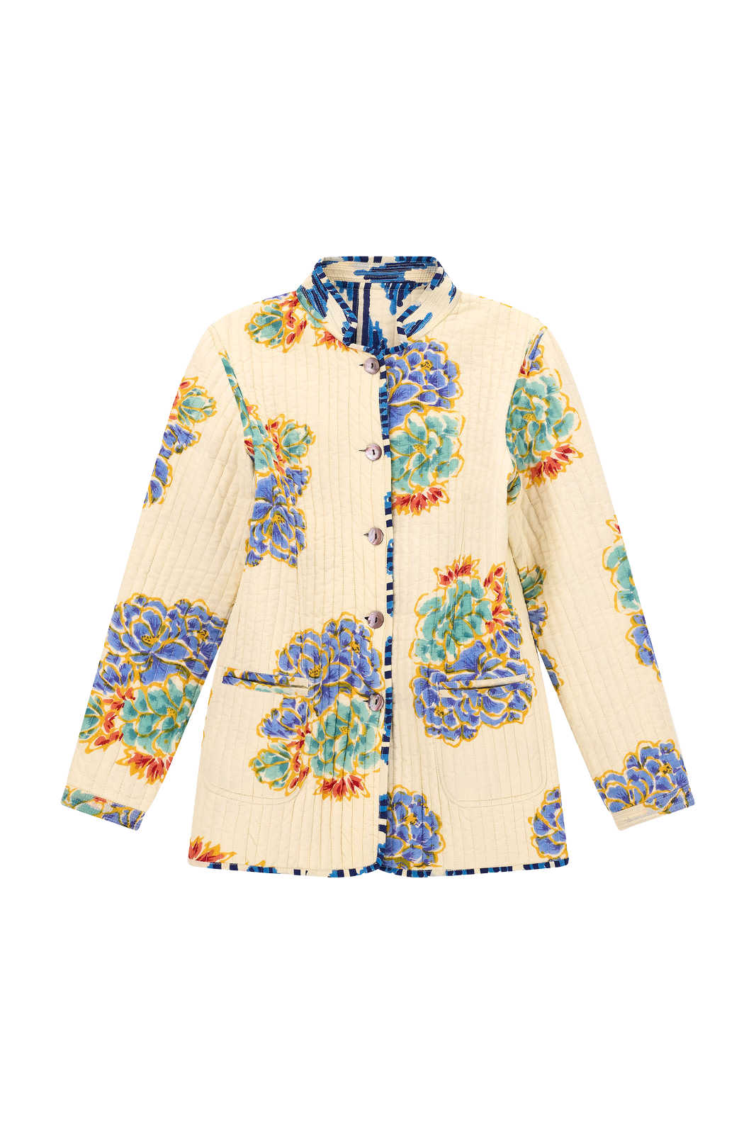 COATS/JACKET Jhodpuri Reversible Jacket in Ikat Arrow Blue Lisa Corti