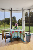 HOME DECOR Small Square Tablecloth in Hima Big Flower Turquoise Lisa Corti