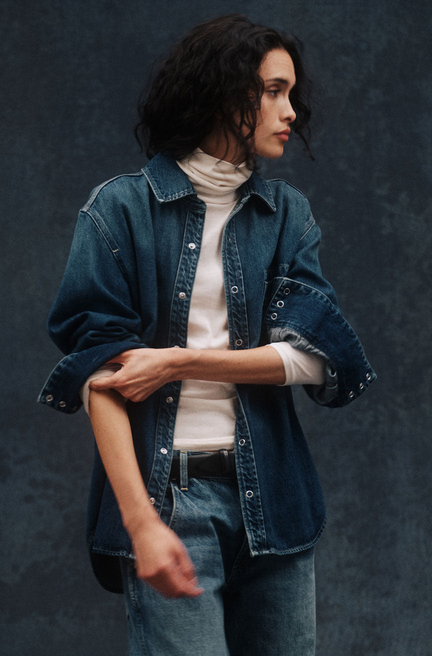 BLOUSES/SHIRTS/TOPS Blair Denim Shirt in Backdrop AMO