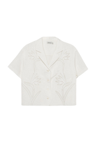 BLOUSES/SHIRTS/TOPS Louisa Embroidered Camp Shirt in White Simkhai