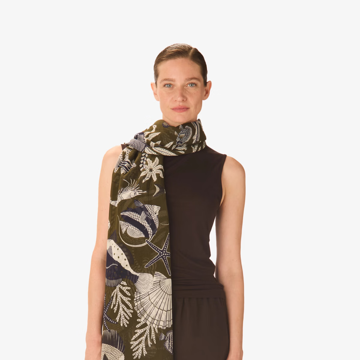 ACCESSORIES Neptune Scarf in Khaki Inoui Editions