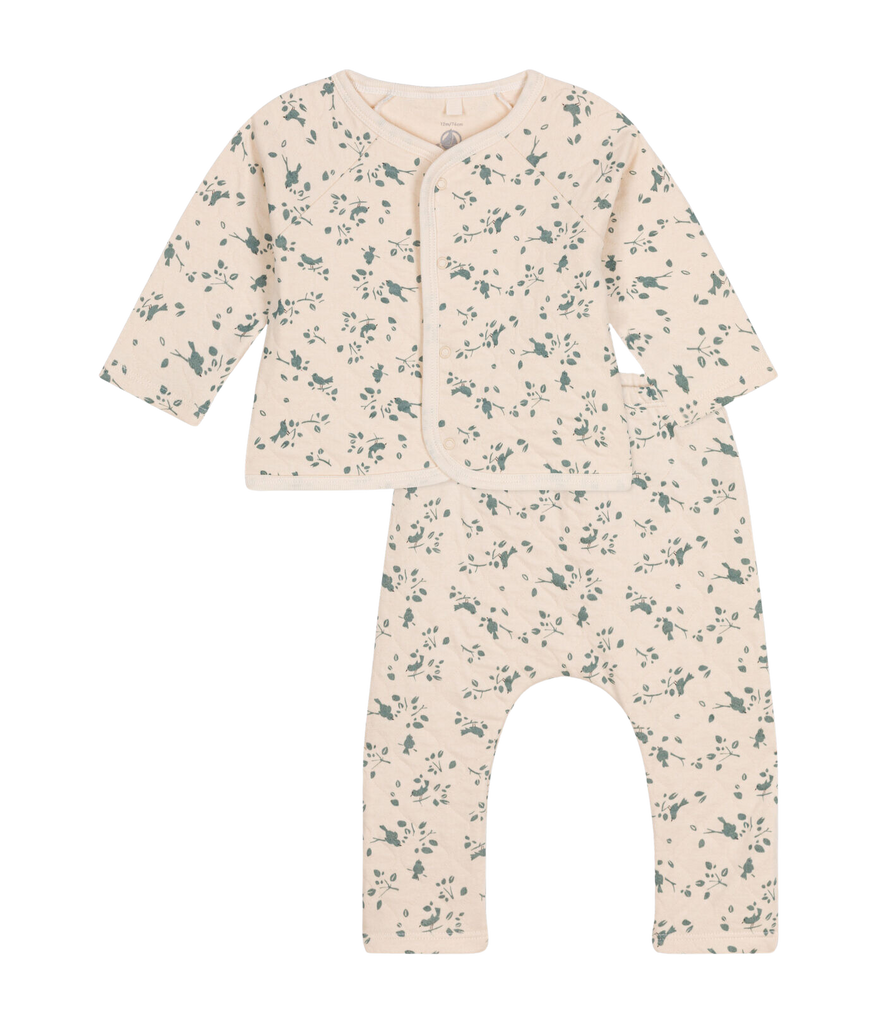 CHILDREN'S APPAREL Baby Quilted Set in Mint Floral Petit Bateau