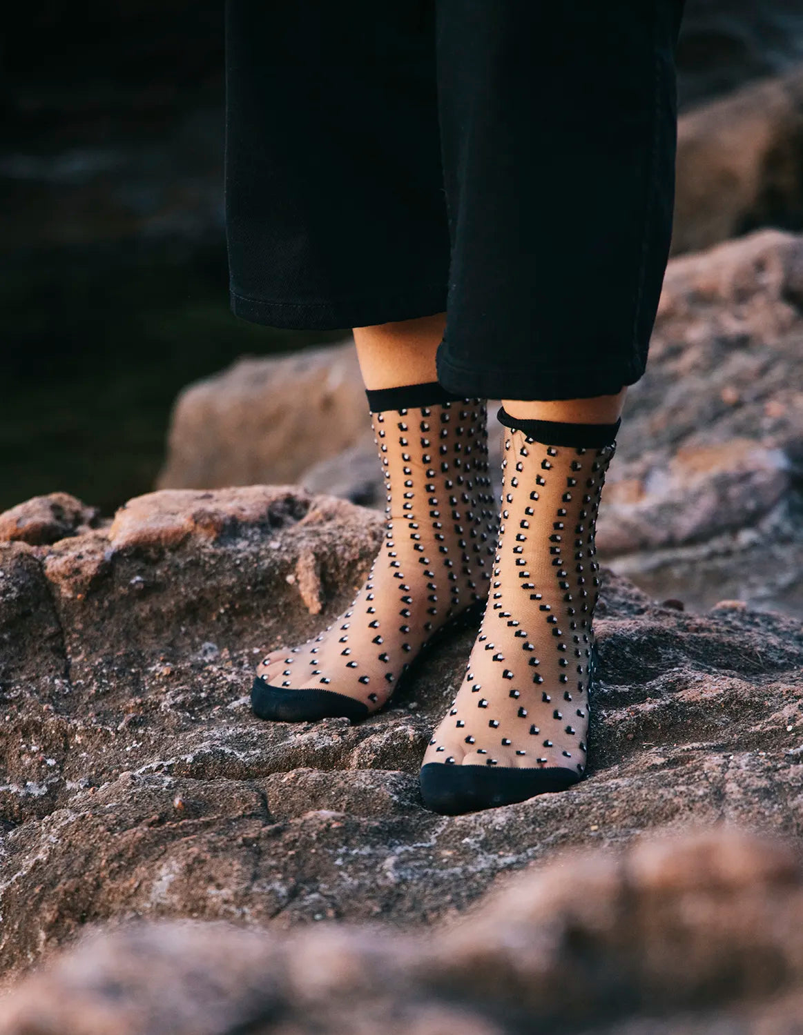 ACCESSORIES Crescent Dunes Socks in Black Atelier St Eustache