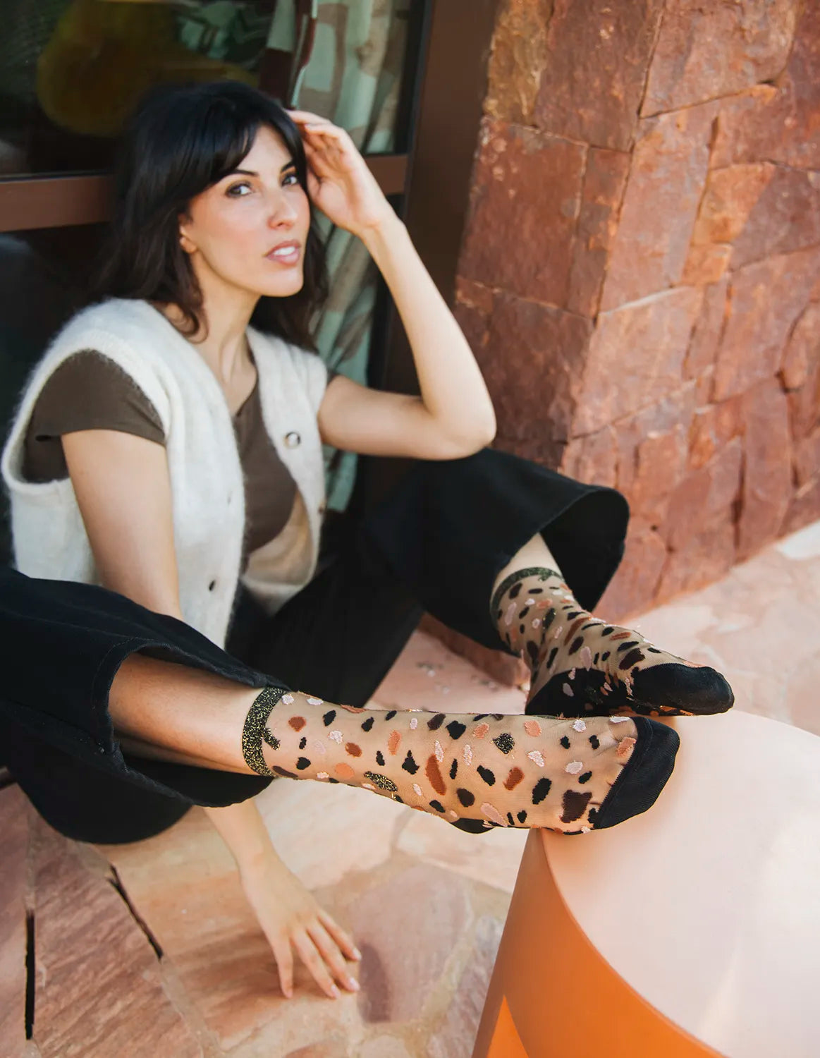 ACCESSORIES Lac Givre Socks in Brune Atelier St Eustache