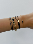 JEWELRY Pave Diamond Evil Eye Silk Cord Bracelet in Black Anzie