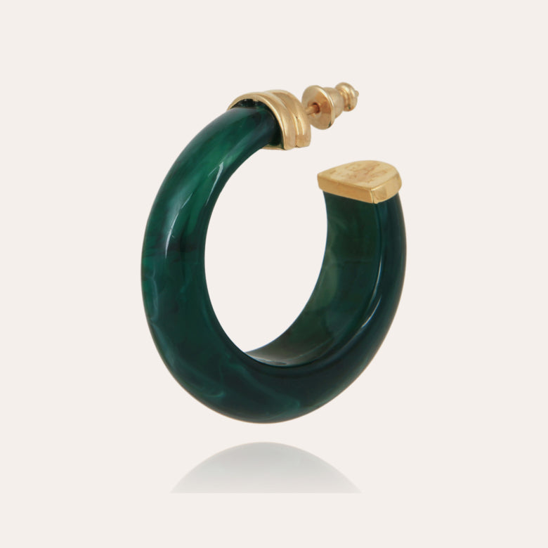 Earrings Gas Bijoux Abalone Hoop in Emerald GAS Bijoux