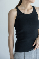 TEES/TANKS Ribbed Crew Neck Tank Top in Charcoal Grey CT Plage
