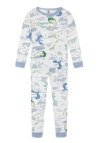 CHILDREN'S APPAREL Long Sleeve Dragon Pajama Set in White Petit Bateau