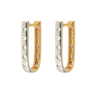 JEWELRY Reversible Curved Diamond Hoop Pair in Yellow & White Gold Three Stories Jewelry