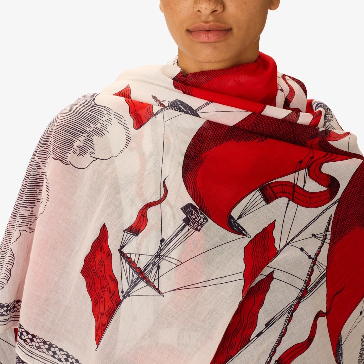ACCESSORIES Des Rives Et Des Rives Scarf in Red Inoui Editions