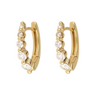 JEWELRY Oval Graduated Diamond Huggie Pair in Yellow Gold Three Stories Jewelry