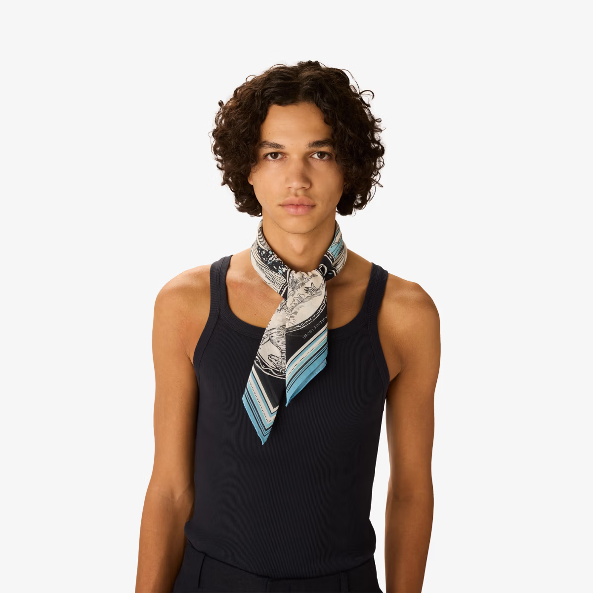 ACCESSORIES Cotton Chance Square Scarf in Navy Inoui Editions