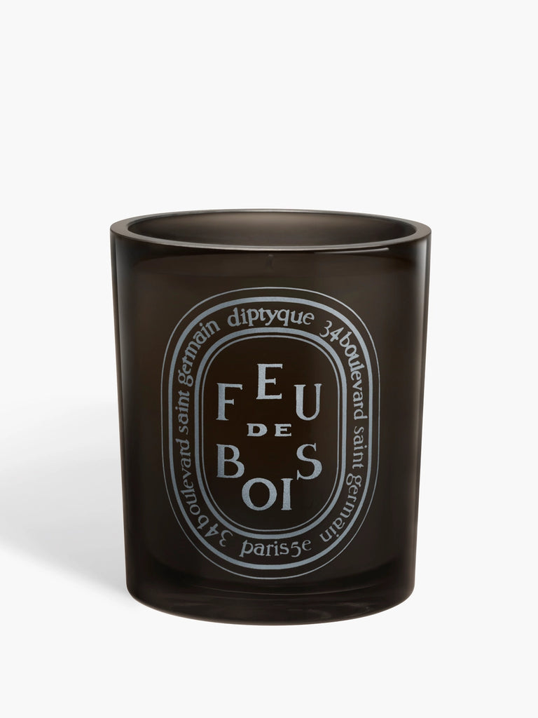 CANDLES/HOME FRAGRANCE Diptyque Large Grey Scented Candle in Feu De Bois DIPTYQUE