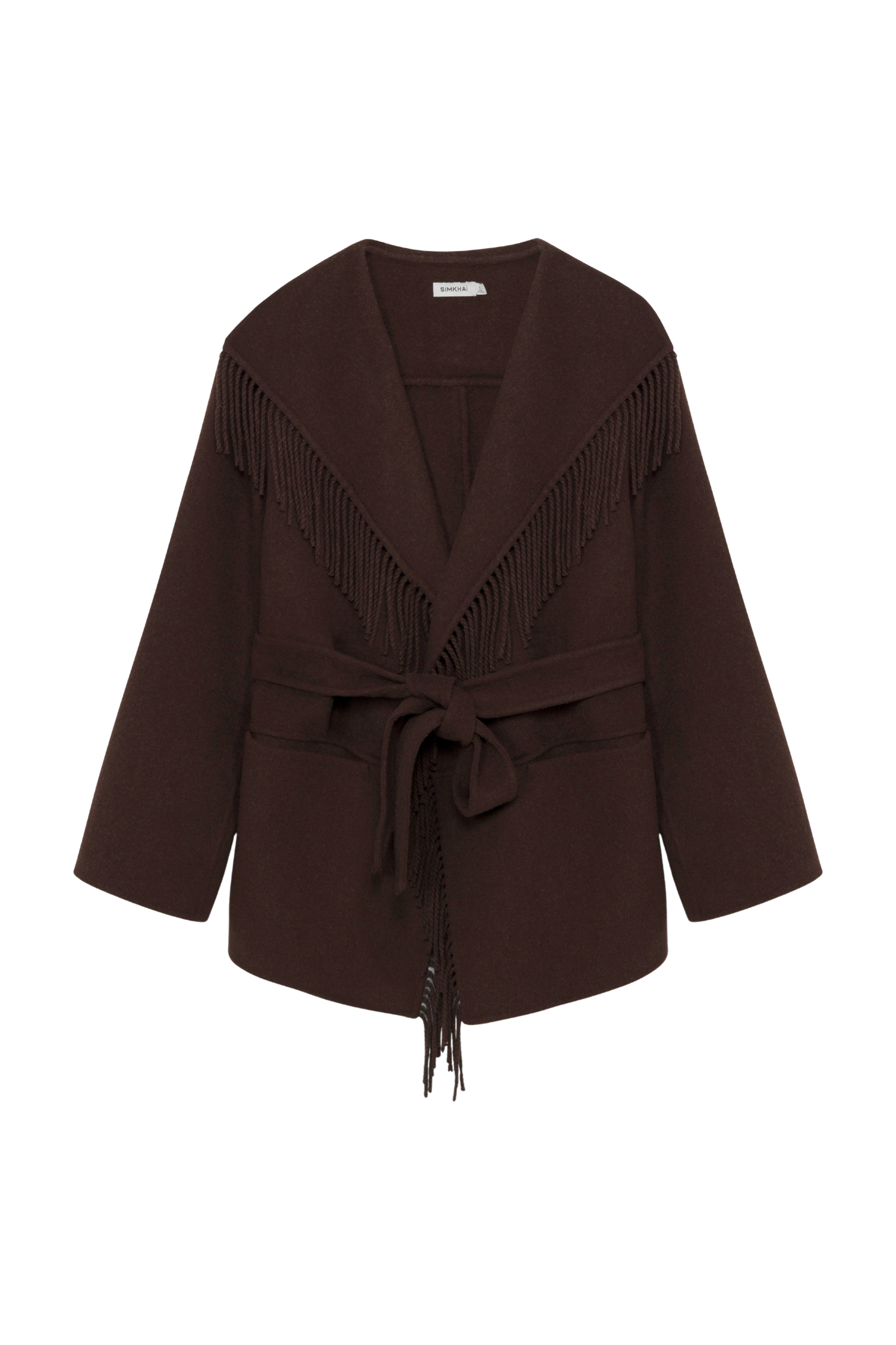 COATS/JACKET Rowen Fringe Jacket in Chocolate Simkhai