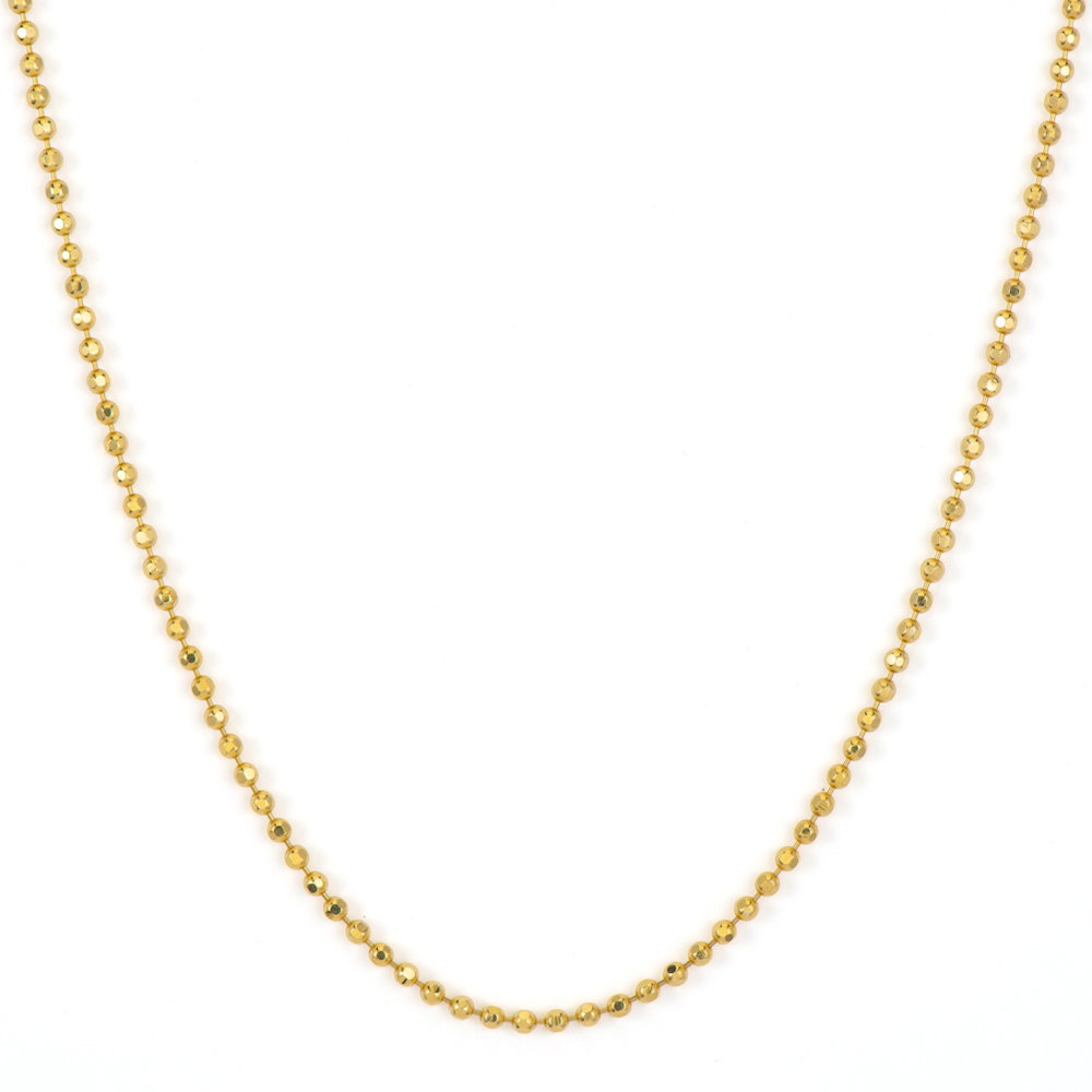 JEWELRY Classic Small Beaded Chain in Yellow Gold Three Stories Jewelry