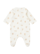 CHILDREN'S APPAREL Baby Teddy Bear Front Snap Footie in White Petit Bateau