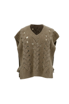 SWEATERS Open Cable Knit Vest in Camel CT Plage