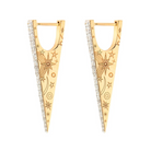 JEWELRY ELONGATED DIAMOND "V" HOOP EARRING PAIR in yellow gold Three Stories Jewelry