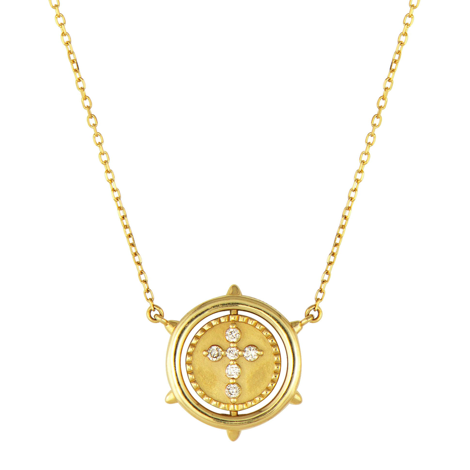 JEWELRY DIAMOND CROSS/ARCHANGEL MICHAEL DOUBLE SIDED FLIP NECKLACE Three Stories Jewelry