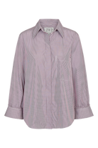 BLOUSES/SHIRTS/TOPS Boyfriend Striped Shirt in White & Wine TWP