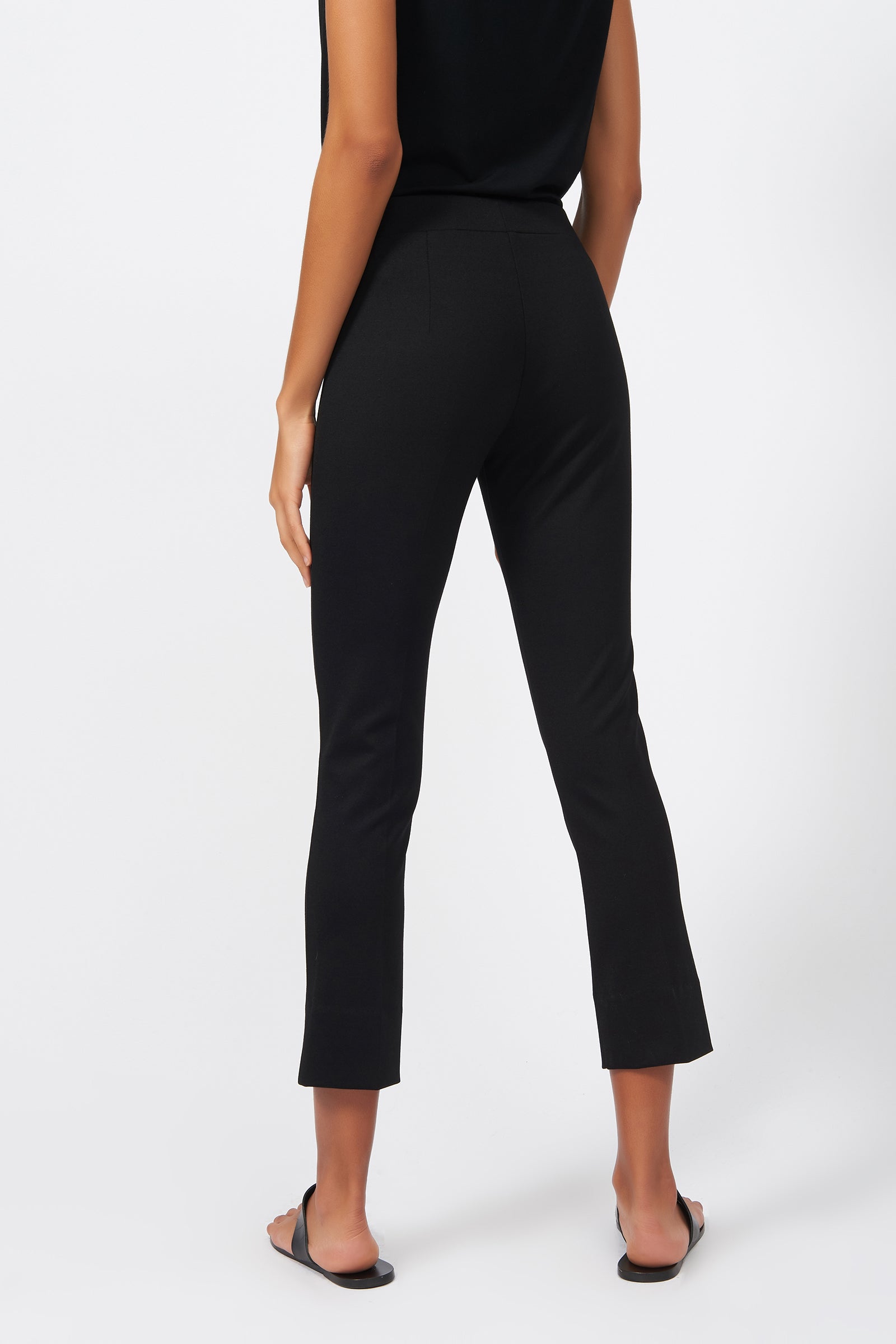 PANTS/SHORTS Pintuck Slit Capri Pant in Black Kal Rieman