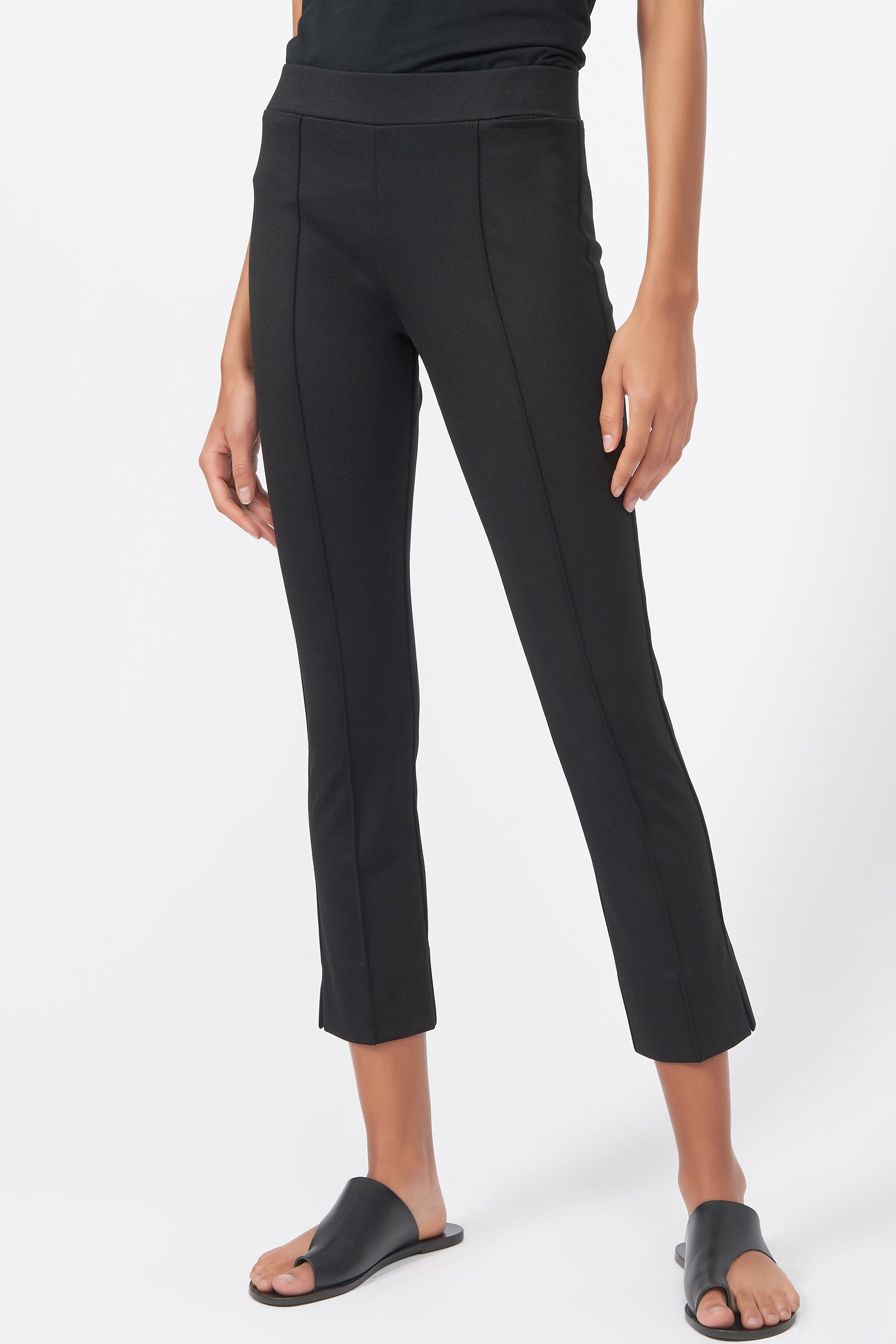 PANTS/SHORTS Pintuck Slit Capri Pant in Black Kal Rieman