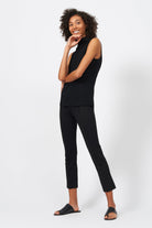 PANTS/SHORTS Pintuck Slit Capri Pant in Black Kal Rieman