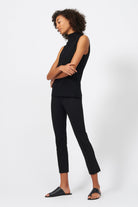 PANTS/SHORTS Pintuck Slit Capri Pant in Black Kal Rieman