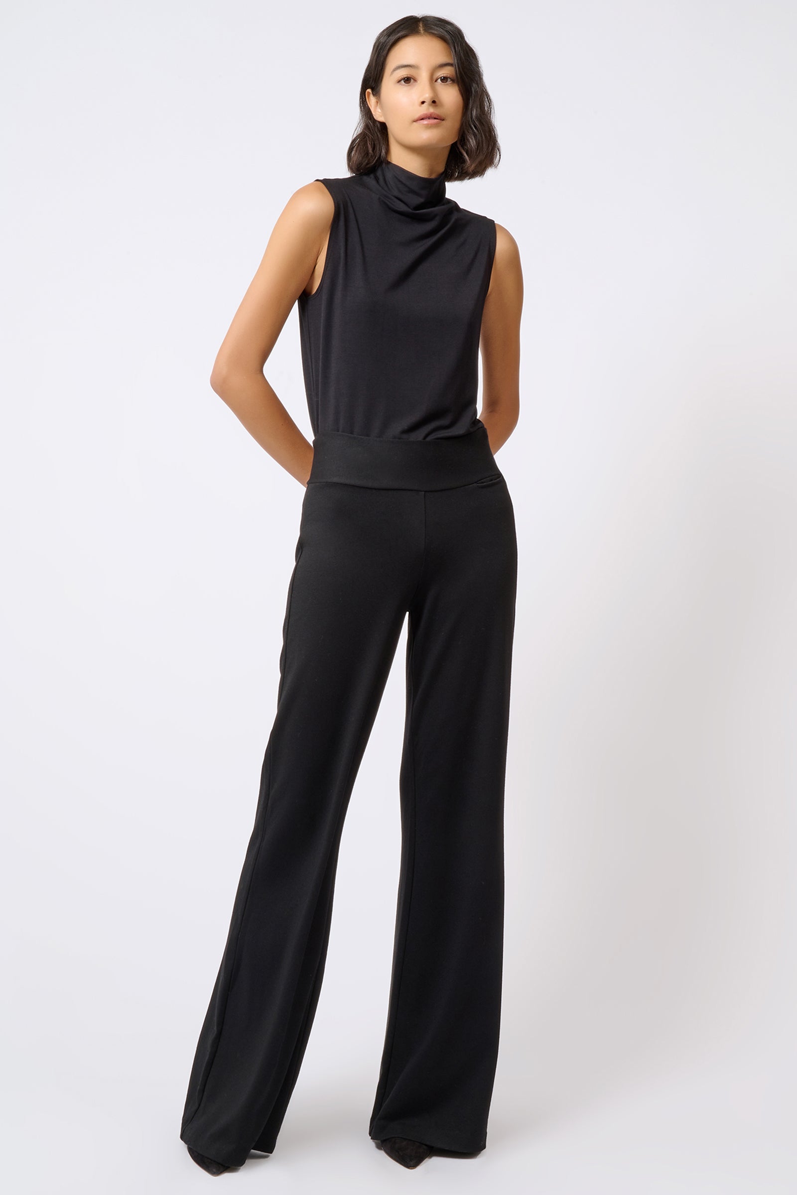 PANTS/SHORTS Ponte Wide Leg Pant in Black Kal Rieman