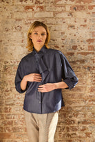 BLOUSES/SHIRTS/TOPS Vanessa Bow Blouse in Denim Twill Kal Rieman