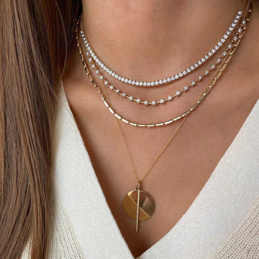 Necklaces Dana Rebecca Ava Bea Interval Tennis Necklace in Yellow Gold Dana Rebecca