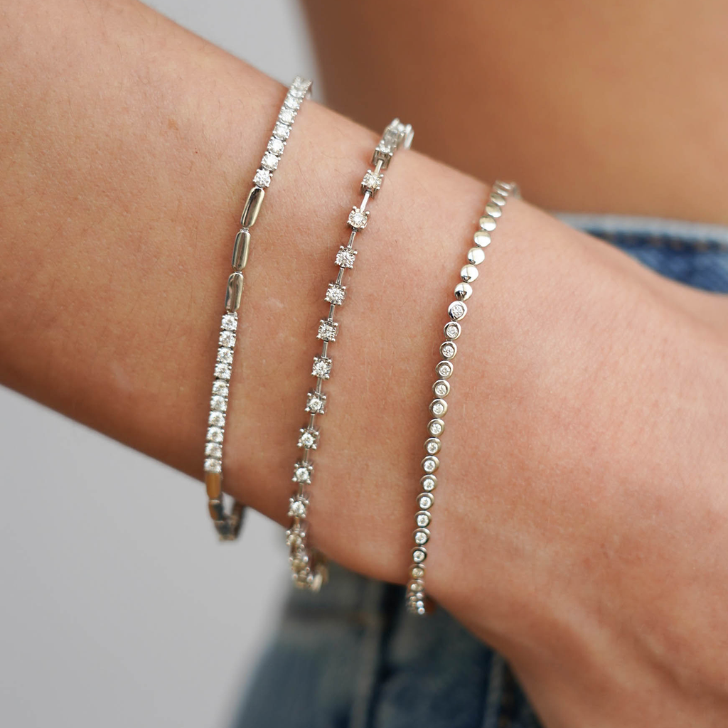 Bracelets Dana Rebecca Lulu Jack Bezel Tennis Bracelet in Yellow Gold Dana Rebecca