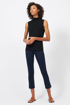 PANTS/SHORTS Pintuck Slit Capri in Navy Kal Rieman