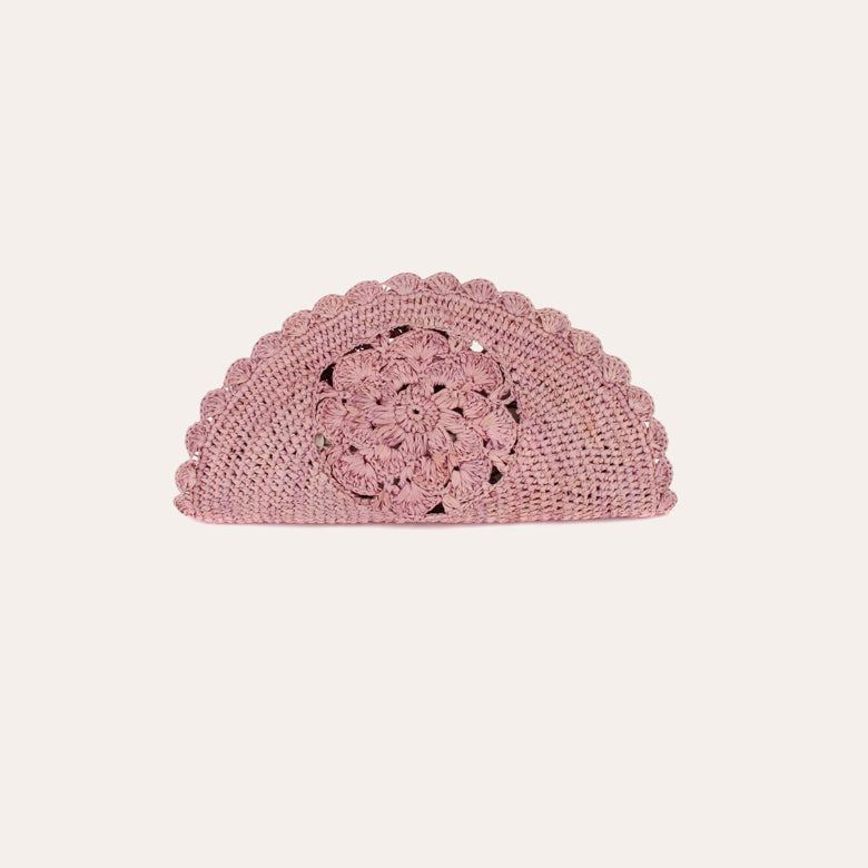 Handbags Gas Bijoux Raffia Sun Clutch in Lilac GAS Bijoux