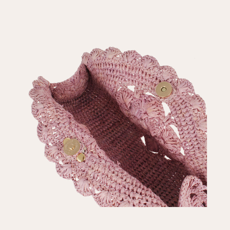 Handbags Gas Bijoux Raffia Sun Clutch in Lilac GAS Bijoux