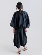 COATS/JACKET Bishop Sleeve Collarless Jacket in Black Psophia